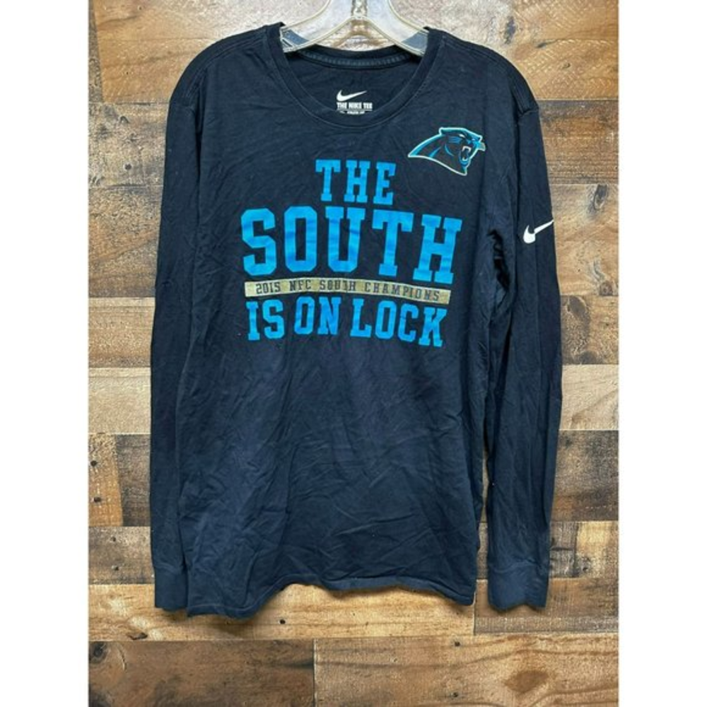 Nike Athletic Cut Men's Carolina Panthers Long Sleeve T-Shirt Size Large